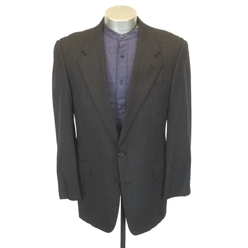 vintage charcoal Hickey Freeman flannel‎ wool blazer jacket sport suit coat 42 R